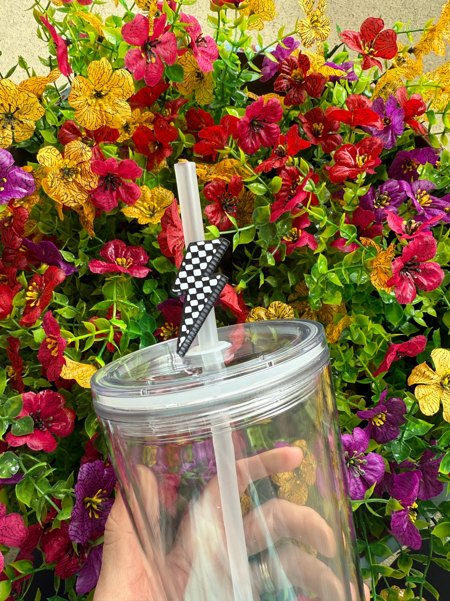 Checkered Bolt Straw Topper | 8 MM Size