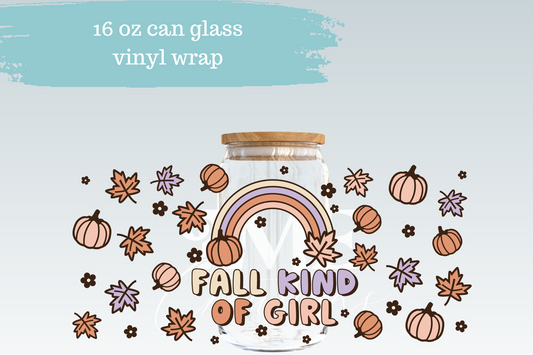 Fall Kind of Girl | 16 oz Can Glass Libbey Wrap