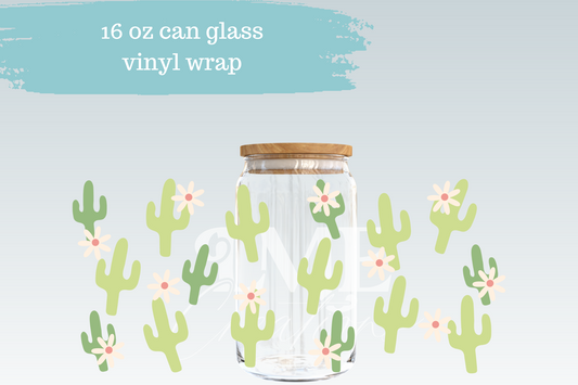 Cactus & Daisies | 16 oz Can Wrap