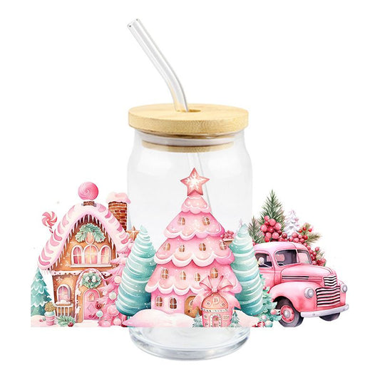 Pink Candy House Scene | UVDTF Can Glass Wrap