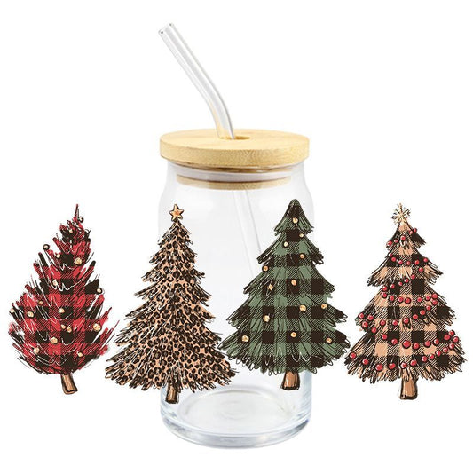 Patterned Pine Trees | UVDTF Can Glass Wrap