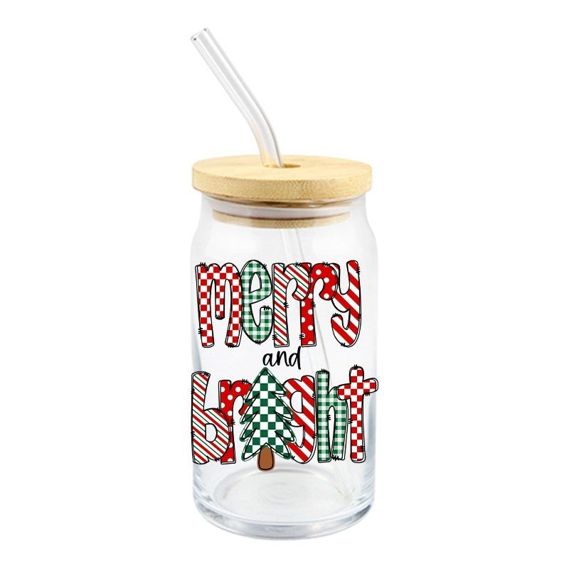 Merry & Bright Patterned  | UVDTF Decal | 4 inches