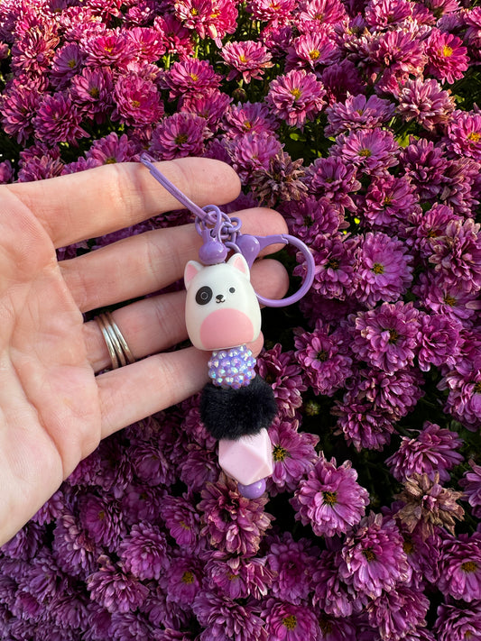 Cat Squish Beaded Keychain