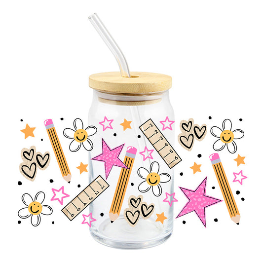 Pencils, Stars & Daisies | UVDTF Cup Wrap