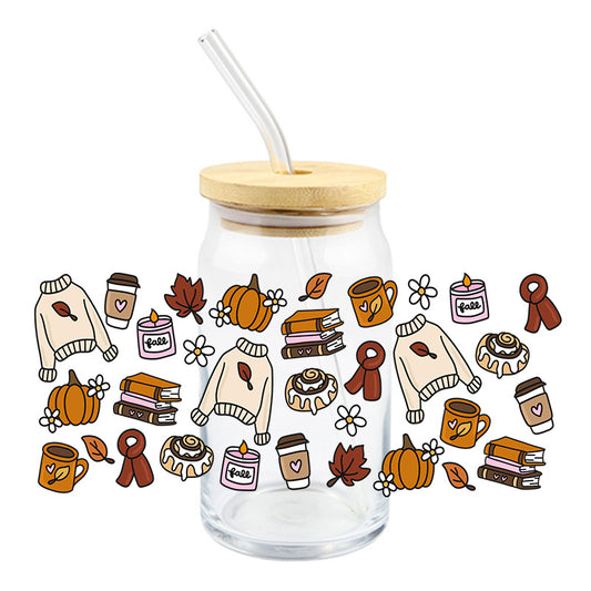 Cozy Brown Fall Icons | UVDTF Cup Wrap