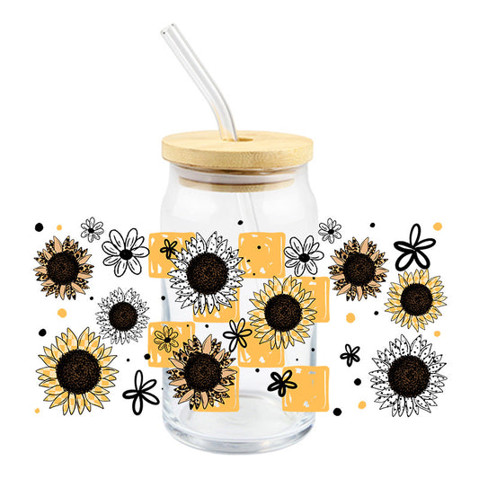 Checkered Sunflowers | UVDTF Cup Wrap
