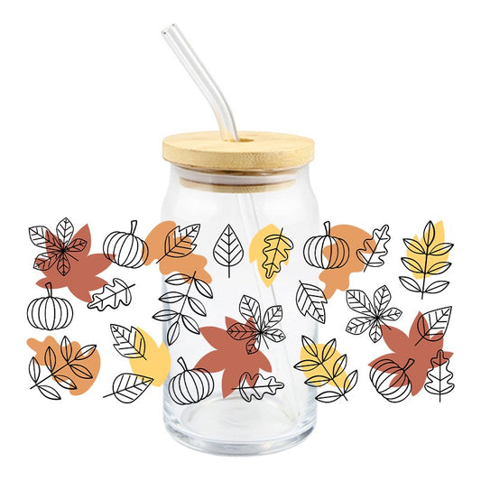 Autumns Leaves | UVDTF 16 oz Can Glass Wrap