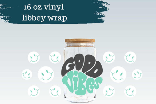 Good Vibes | 16 oz Glass Can Wrap