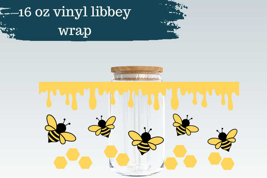 Dripping Honey Bees | 16 oz Libbey Can Glass